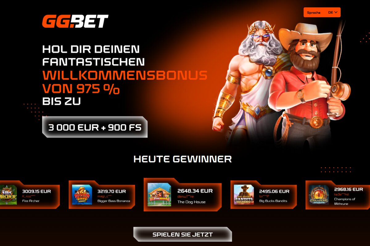 GGbet Willkommensbonus – 975% bis zu 3.000 EUR und 900 Freispiele für Neukunden